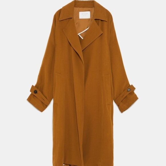 Zara Women's Trench Coat Outerwear in Rich Brown sz Small - Picture 2 of 8